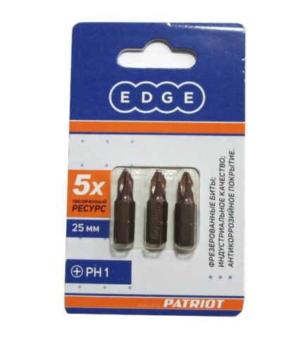 Бита EDGE by PATRIOT PH1, сталь S2, длина 25 мм, 3шт в блистере