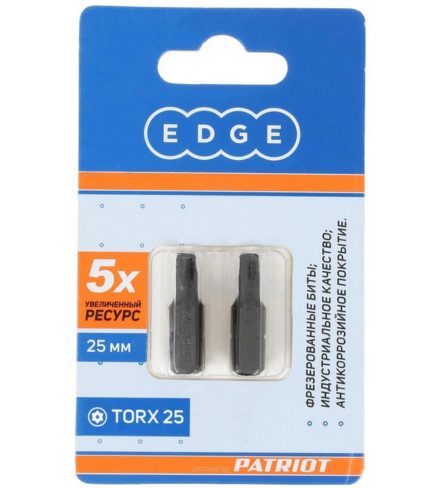 Бита EDGE by PATRIOT T25, сталь S2, длина 25 мм, 2шт в блистере
