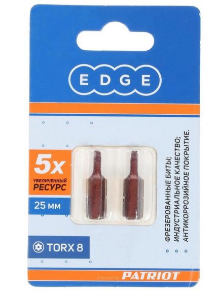 Бита EDGE by PATRIOT T8, сталь S2, длина 25 мм, 2шт в блистере