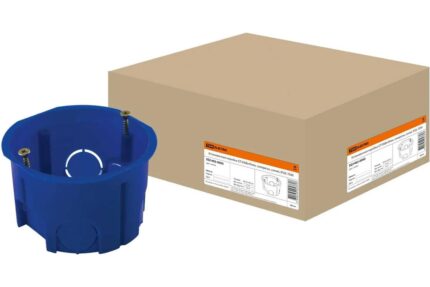Установочная коробка СП D68х45мм, саморезы, синяя, IP20, TDM
